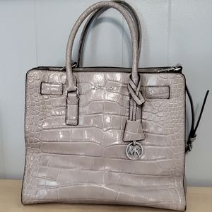 Michael Kors Drillon Gray Croc Embrossed Handbag